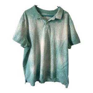 Sonoma Polo Shirt Approx 3XL Bleach Dyed Mint Green Distressed Upcycled